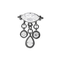 Musta lävistyslisäosa kirkkailla kristalleilla ja ketjuriipuksella