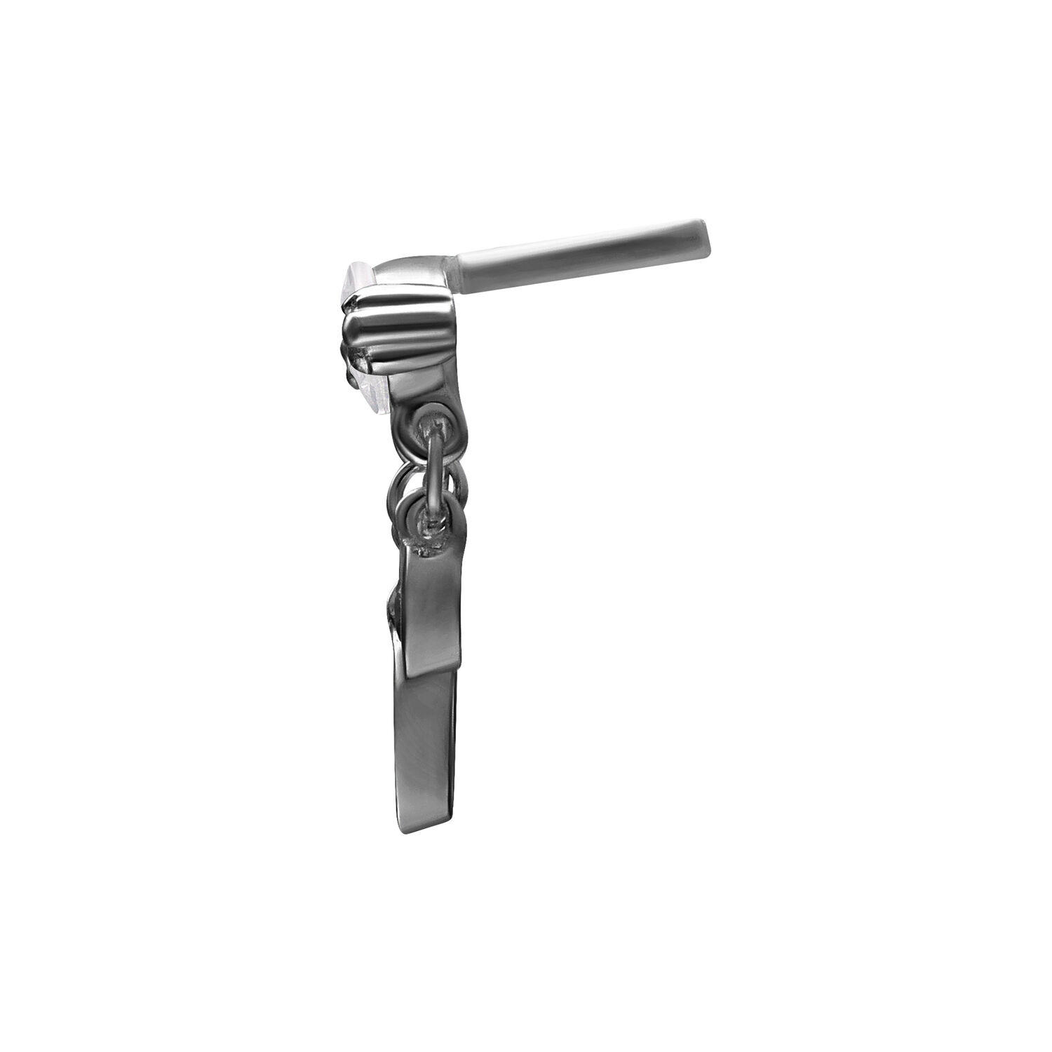 Sivukuva mustasta Push Fit Bella -lisäosasta, hopeaa ja kirkas kristalli