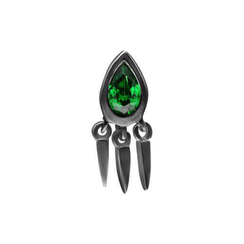 Push Fit Crystal Green Emerald Attachment - koristeosa - Musta metalli