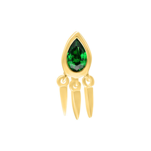 Push Fit Crystal Green Emerald Attachment - koristeosa - Kultainen metalli