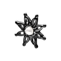 Musta Bloom -lisäosa Push Fit -lävistykseen Musta Push Fit Bloom -lisäosa helmikoristeilla valkoisella taustalla