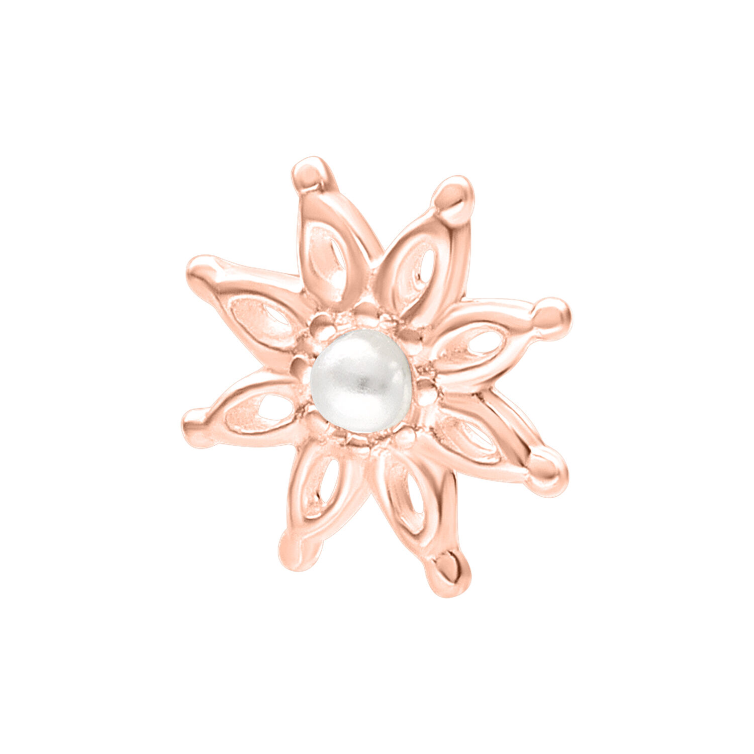 Ruusuinen kukkalisäosa Push Fit -lävistykseen, 7mm, hienostunut kukkakuvio valkoisella taustalla