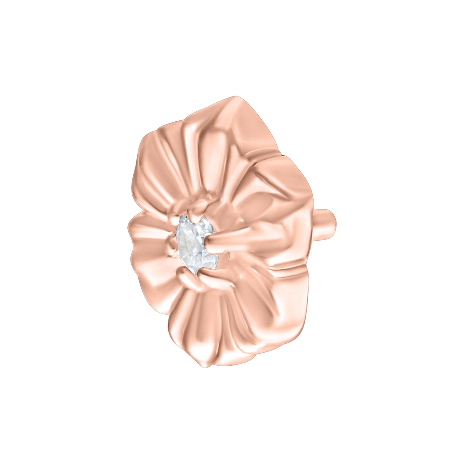 Ruusukultainen Hibiscus-lisäosa Push Fitille kiiltävällä kivellä, valkoisella taustalla