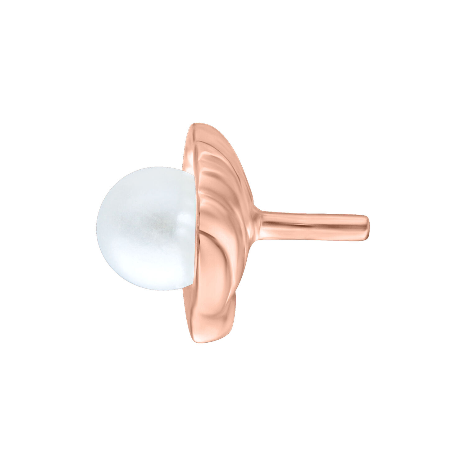 Ruusu-kultainen Push Fit -lävistyslisäosa valkoisella pallolla valkoisella taustalla