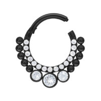 Musta Septum Clicker kirkkailla kristalleilla valkoisella taustalla