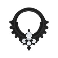 Musta septum clicker kirurginteräksestä kirkkailla kristalleilla