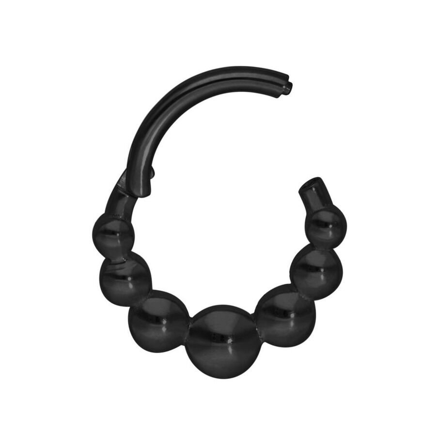 Musta lävistysrengas kirurginteräksestä 316L, pallokuvio