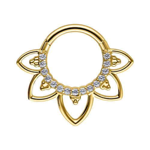 Oriental Crystal Septum -lävistysrengas - Kultainen metalli