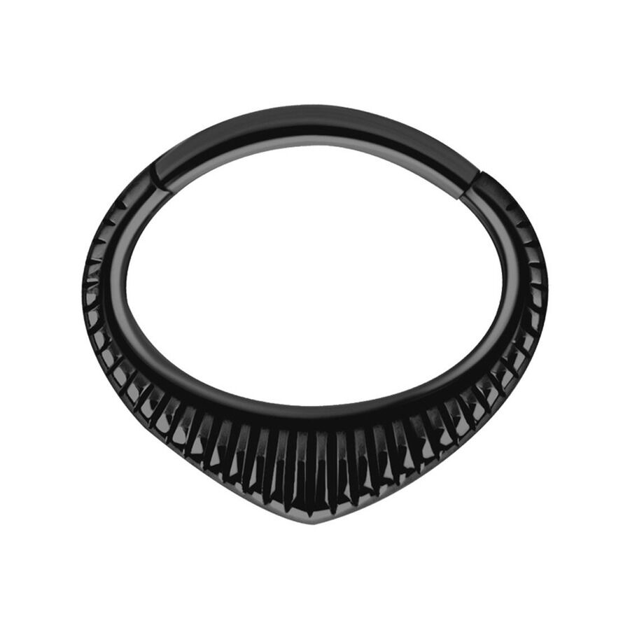 Musta Indiana Clicker, 1,2mm paksuus ja 6mm sisähalkaisija valkoisella taustalla