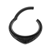 Musta Indiana Clicker kirurginteräksestä, 1,2 mm paksuus valkoisella taustalla