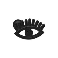 Musta korvabarbelli silmän muodossa valkoisella taustalla