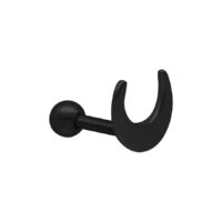 Musta korvatappi kuun muodossa valkoisella taustalla