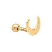 Kultainen korva barbell kuun muodossa valkoisella taustalla