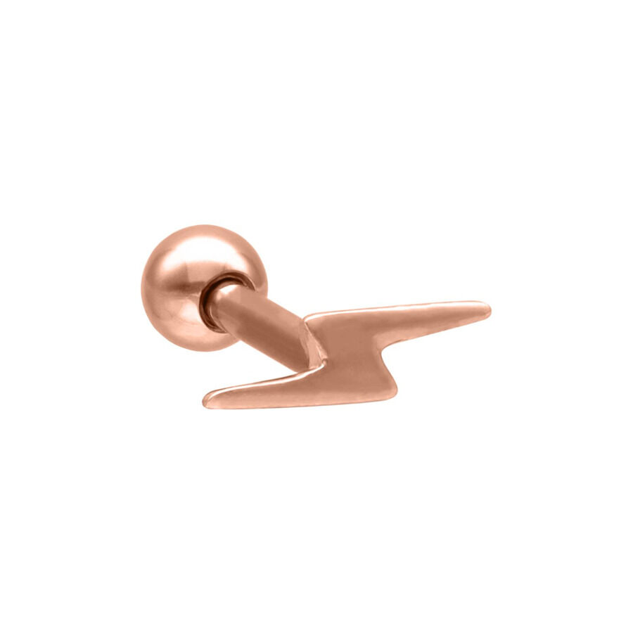 Rosékultainen Flash Earbarbell salama-designilla valkoisella taustalla