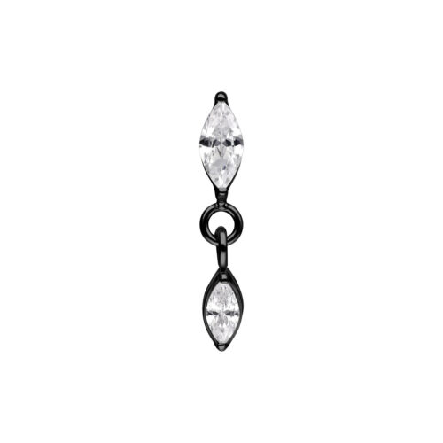 Push Fit Oval Crystal Drop - koristeosa - Musta metalli