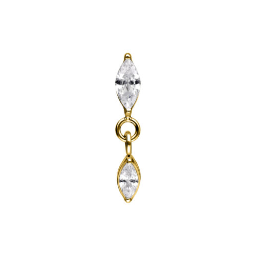 Push Fit Oval Crystal Drop - koristeosa - Kultainen metalli
