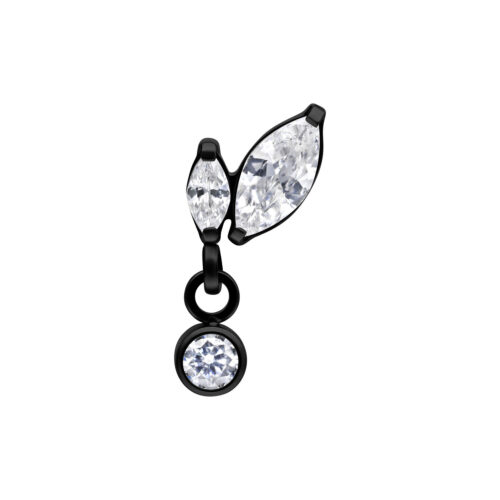 Push Fit Double Marquise with Drop - koristeosa - Musta metalli