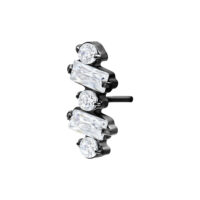 Musta Push Fit pääte kirkkailla kristalleilla valkoisella taustalla