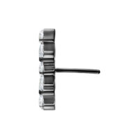 Musta titaaninen Push Fit pääte kirkkailla kristalleilla valkoisella taustalla