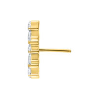 Kultainen Push Fit pääte kirkkailla kristalleilla valkoisella taustalla