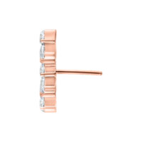 Ruusuinen Push Fit pääte kirkkailla kristalleilla valkoisella taustalla