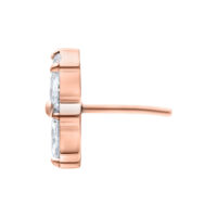 Ruusukultainen Push Fit -lisäosa kristallinkirkkailla kivillä valkoisella taustalla