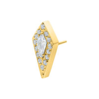 Kultainen lisäosa kristallikoristeilla valkoisella taustalla