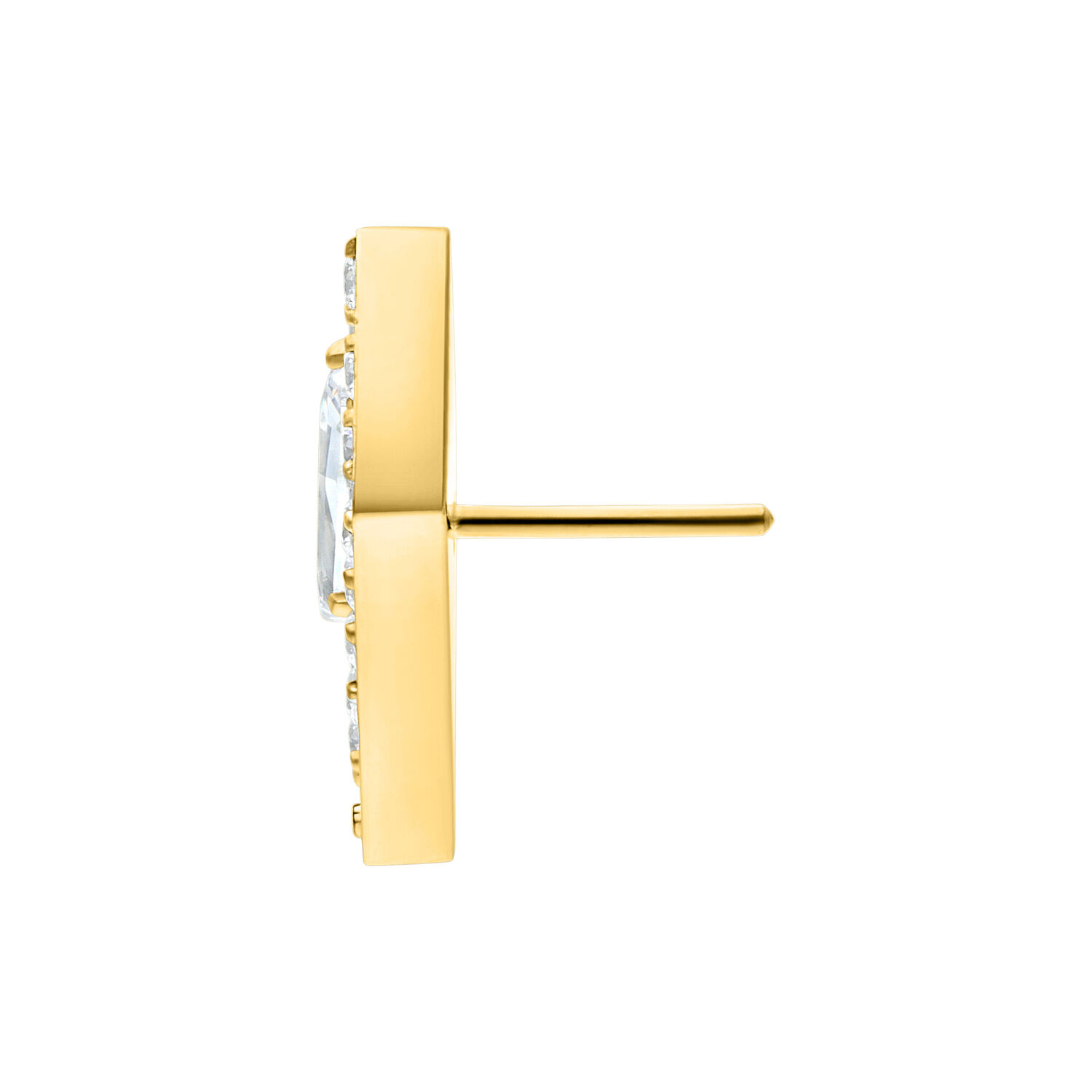 Kultainen kristallilisäosa Push Fitille, jossa kirkkaita kristalleja valkoisella taustalla