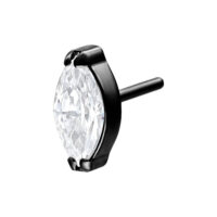 Musta titaanipäällinen, jossa on ovaali, kirkas kristalli valkoisella taustalla