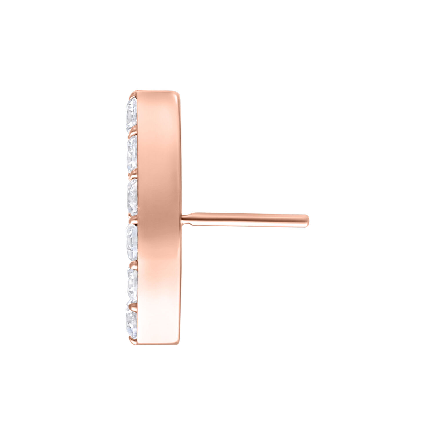 Rosékultainen Push Fit pää kirkkailla kristalleilla valkoisella taustalla