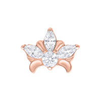 Ruusukultainen Push Fit Tiara -lisäosa kirkkailla kristalleilla valkoisella taustalla