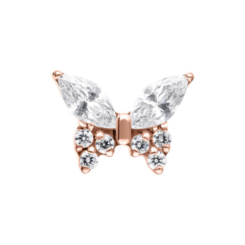 Push Fit Multi Jewelled Butterfly - koristeosa - Ruusukultainen metalli