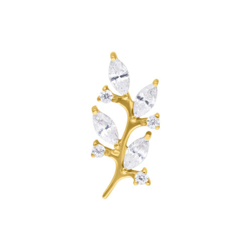 Push Fit Lovely Crystal Leaf Attachment - Kultainen metalli