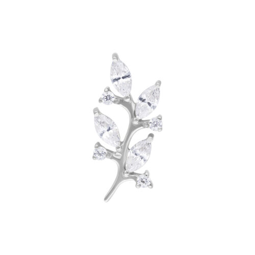 Push Fit Lovely Crystal Leaf Attachment - Hopeinen metalli