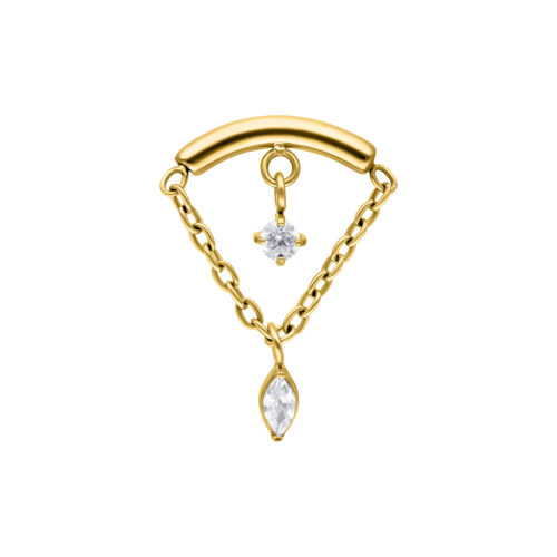 Double Jewelled Hidden Helix Push Fit - Koristeosa - Kultainen metalli