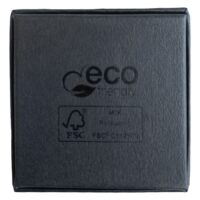 Schwarze Schmuckbox aus Pappe mit Wildcat-Logo und eco-friendly Aufdruck