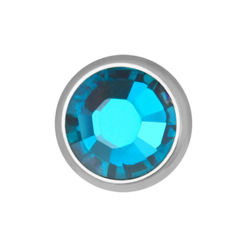 Zirkoninsininen kristallikärki sisäkierteelle, 3,2 mm, hopeinen titaanireuna