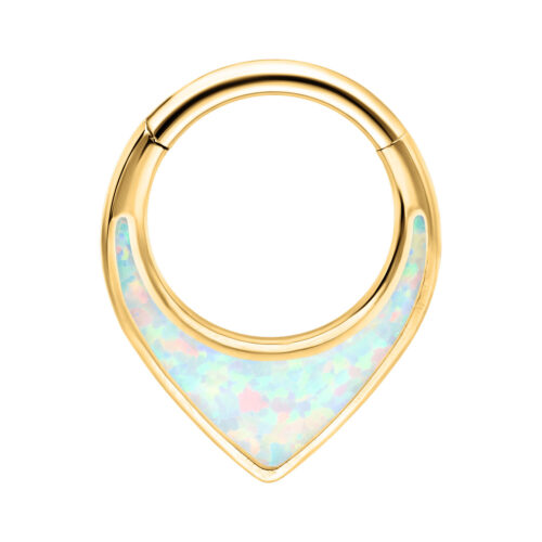 Chunky Opal Septum Clicker - saranallinen lävistysrengas - Kultainen metalli