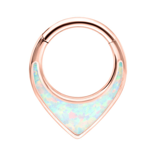 Chunky Opal Septum Clicker - saranallinen lävistysrengas - Ruusukultainen metalli
