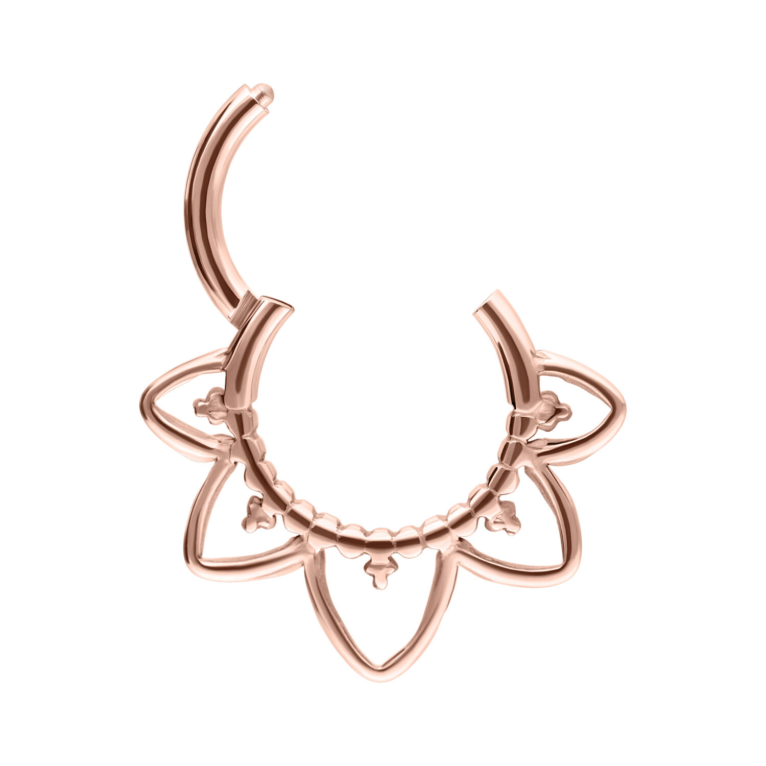 Itämainen Septum Clicker Ruusukulta Ruusukultainen septum clicker itämaisella designilla valkoisella taustalla