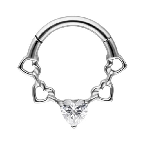 Crystal Hearts Septum Clicker -lävistysrengas