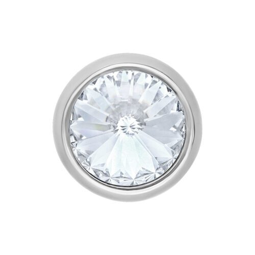 Hopeinen titaanipääte kristallinkirkkaalla, hiotulla kristallilla, 8 mm