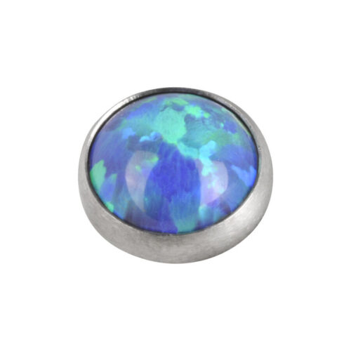 Pyöreä laivastonsininen opal-korupää valkoisella taustalla