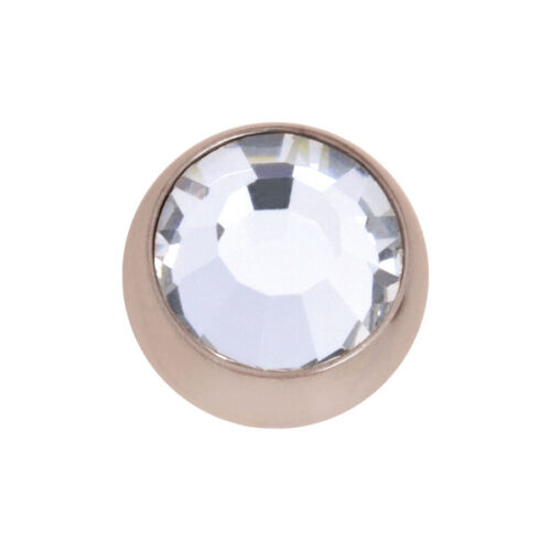 Ruusuinen kultapallo lävistykseen kirkkaalla kristallilla valkoisella taustalla