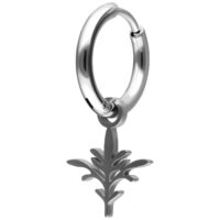 Hopeinen rengas oksariipuksella valkoisella taustalla