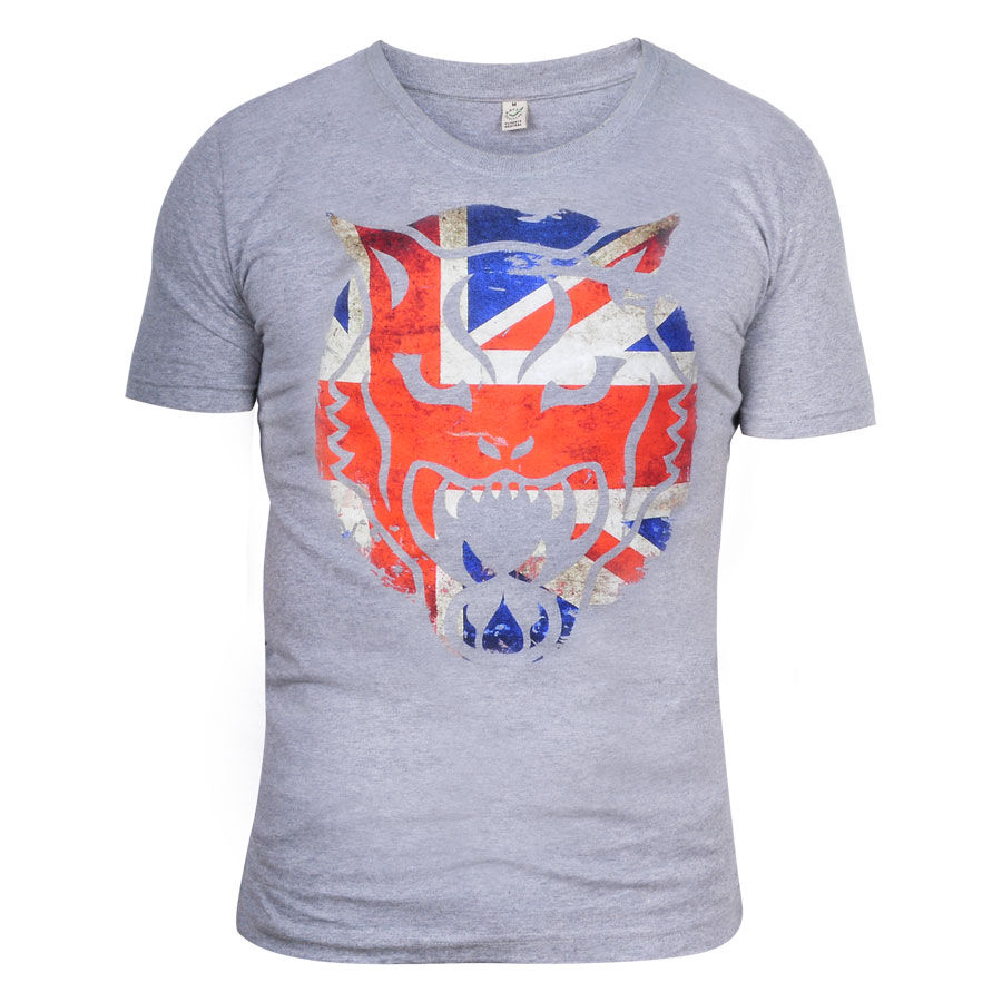 Harmaa unisex T-paita UK-printillä Wildcatilta Harmaa T-paita, jossa suuri UK-Wildcat-kuvio, unisex, valkoisella taustalla