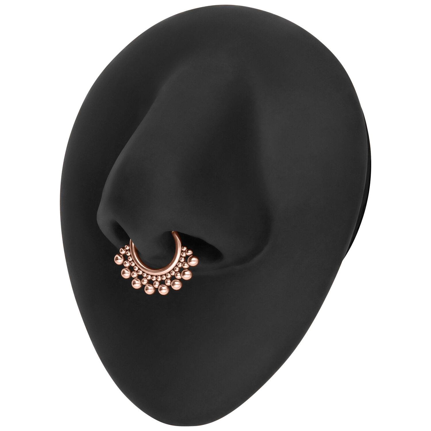 Ruusuinen septum clicker mustalla näytöllä mallinnettuna