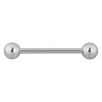 Hopeinen titaaninen barbell 18 mm, 5 mm pallo Hopeinen titaaninen barbell, 18 mm pitkä ja 5 mm pallot valkoisella taustalla