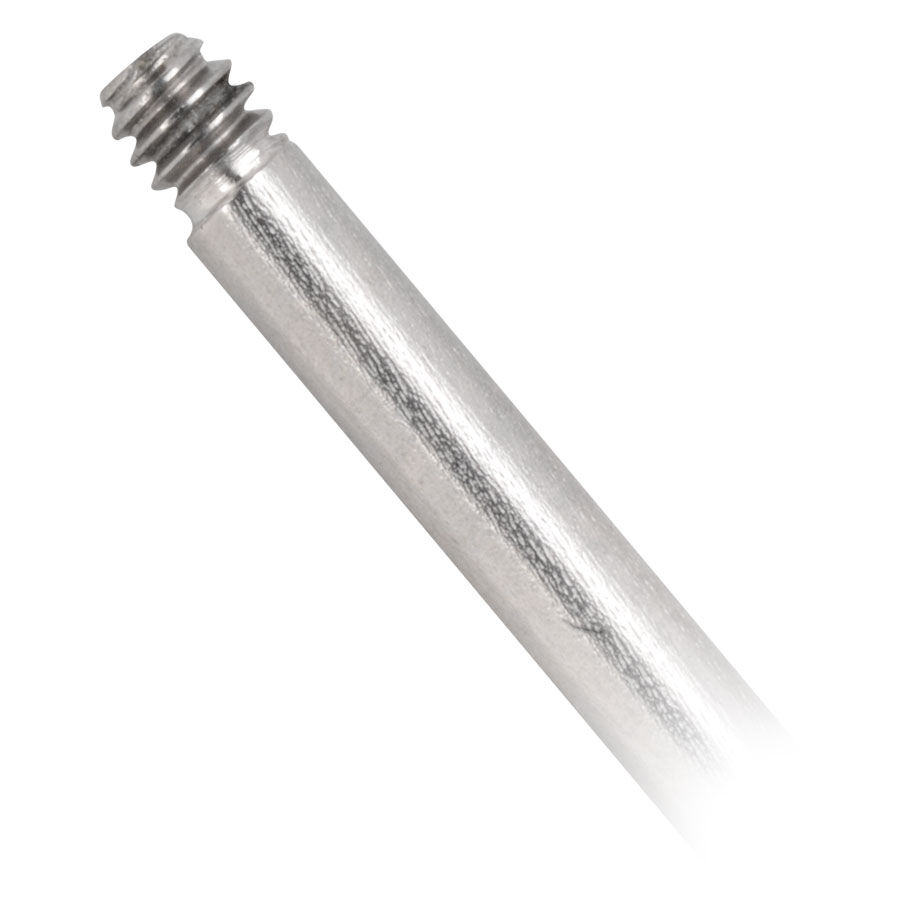 Titan Barbell 18mm ulkokierteellä Hopeanvärinen titaanitanko ulkokierteellä valkoisella taustalla